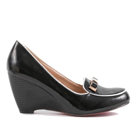 Décolleté nere con zeppa con fiocco 0088-1 nero