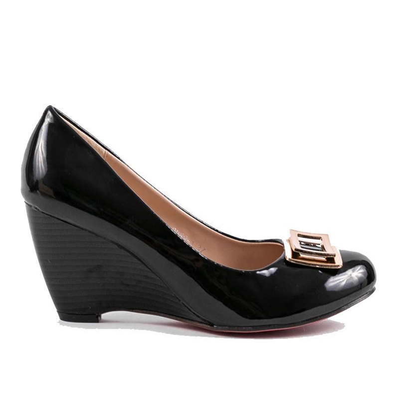 Décolleté nere con zeppa con fibbia 0089-1 nero