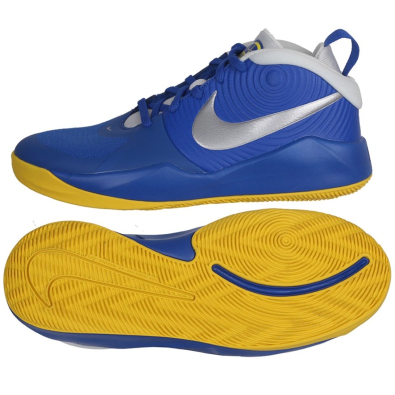Scarpa da basket Nike Team Hustle D 9 Jr AQ4224-404 multicolore blu