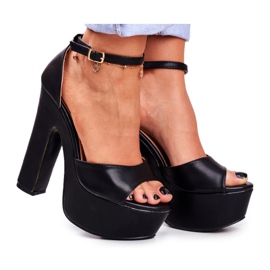 LU BOO Sandali neri alti su una piattaforma da bar HighShoes nero