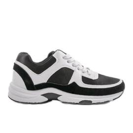 Sneakers sportive bianche alla moda realizzate in ecopelle CH005 bianco nero