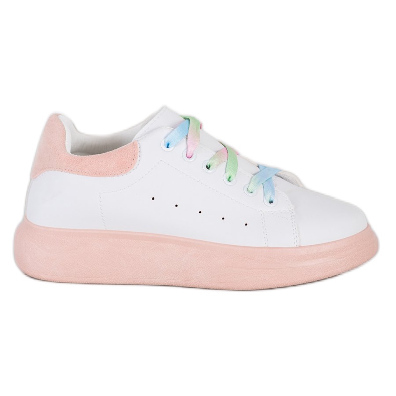 SHELOVET Sneakers Con Lacci Colorati bianca rosa