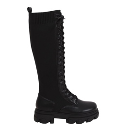 Stivali neri con tomaia flessibile NS157P Black nero