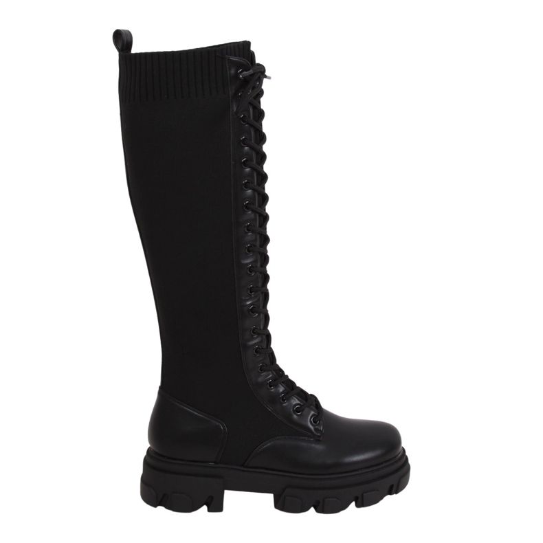 Stivali neri con tomaia flessibile NS157P Black nero