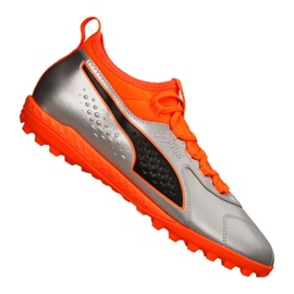 Scarpe da calcio Puma One 3 Lth Tt M 104745-01 verde, arancione, grigio/argento argento