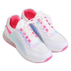 Scarpe sportive da donna bianche F-3336 WHITE/FUSHIA bianca rosa