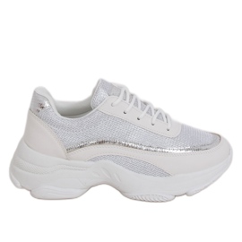 Scarpe sportive da donna bianche e argento 3178 Silver bianco