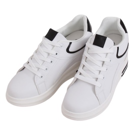 Sneakers bianche BY-0370 WHITE / BLACK su zeppa nascosta bianco nero