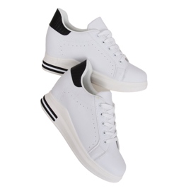 Sneakers bianche MY-0367 WHITE / BLACK su zeppa nascosta bianca