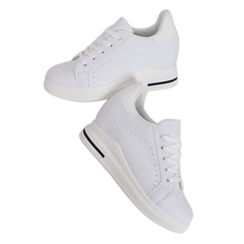 Bianco MY-0367 Sneakers bianche su zeppa nascosta