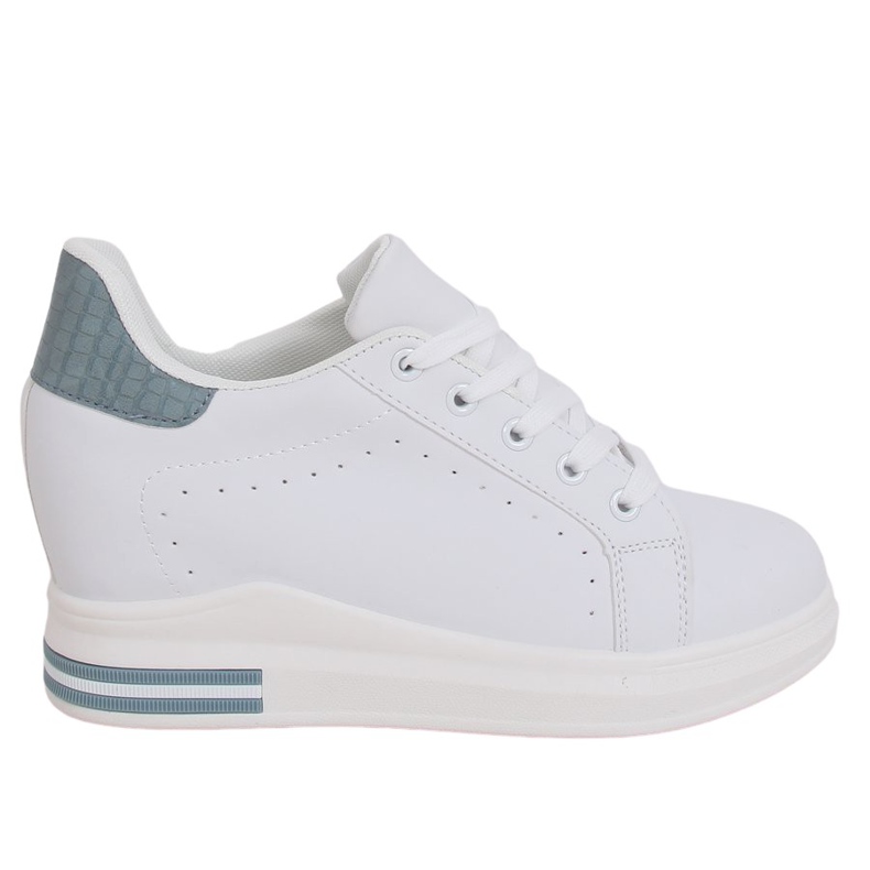 Sneakers bianche MY-0367 WHITE / BLUE su zeppa nascosta bianca