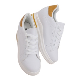 MY-0367 WHITE/YELLOW sneakers bianche su zeppa nascosta bianca