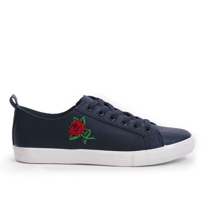 Sneakers blu navy con fiore 1727-02