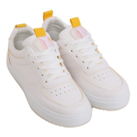 Scarpe sportive da donna bianche KK-203 WHITE / YELLOW bianco giallo