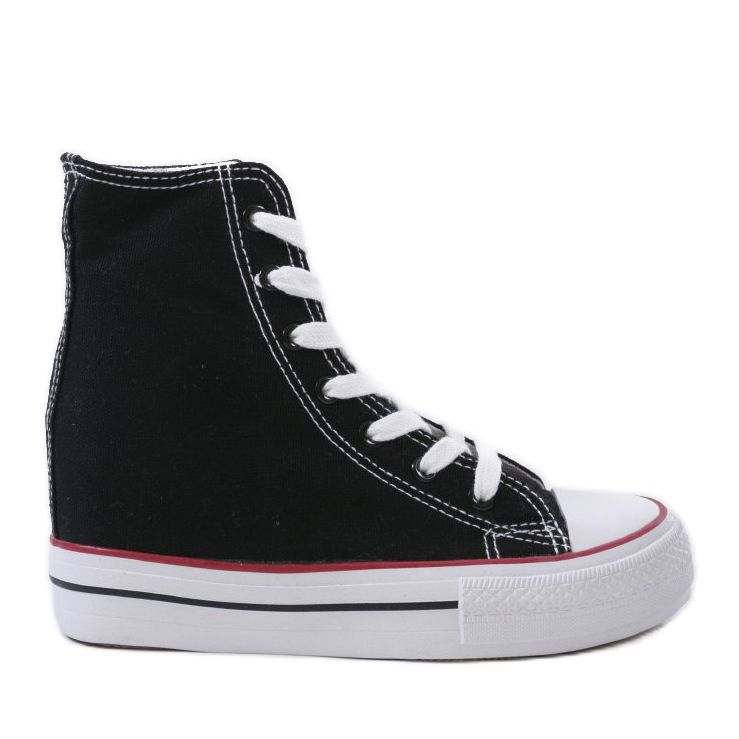Sneakers nere con zeppe stringate B706-1 nero