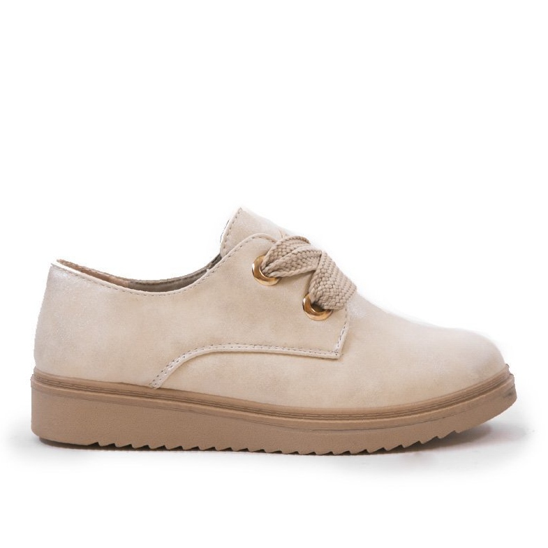 Sneakers beige sulla zeppa H-18 marrone