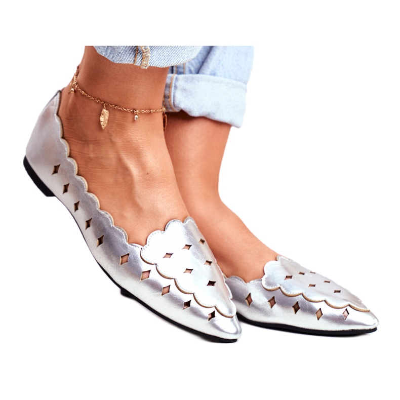 Lu Boo Ballerine da donna argento metallizzato Dianna d'argento