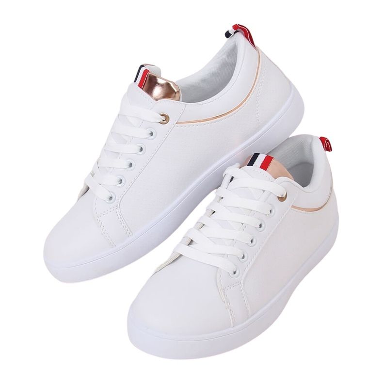 Sneakers bianche da donna B0-501 WHITE / CHAMPAGNE bianca
