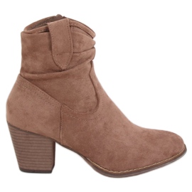 Stivali beige con tacco alto 100-986B0-2 Khaki marrone