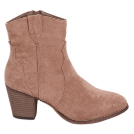 Stivali texani con tacco alto beige 100-985B0-2 Khaki cachi