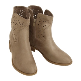 Stivali traforati con tacco nascosto beige CH2008 Beige marrone