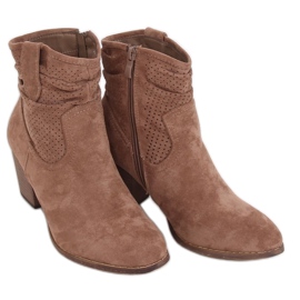 Stivali beige con tacco alto 100-987B0-2 Khaki marrone cachi