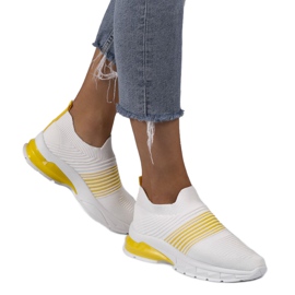 Scarpe slip-on sportive bianche e gialle 8087-SP bianco giallo