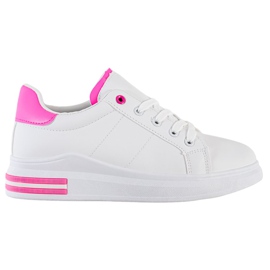 SHELOVET Scarpe da ginnastica alla moda legate bianco rosa