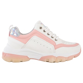 SHELOVET Sneakers in ecopelle bianco rosa