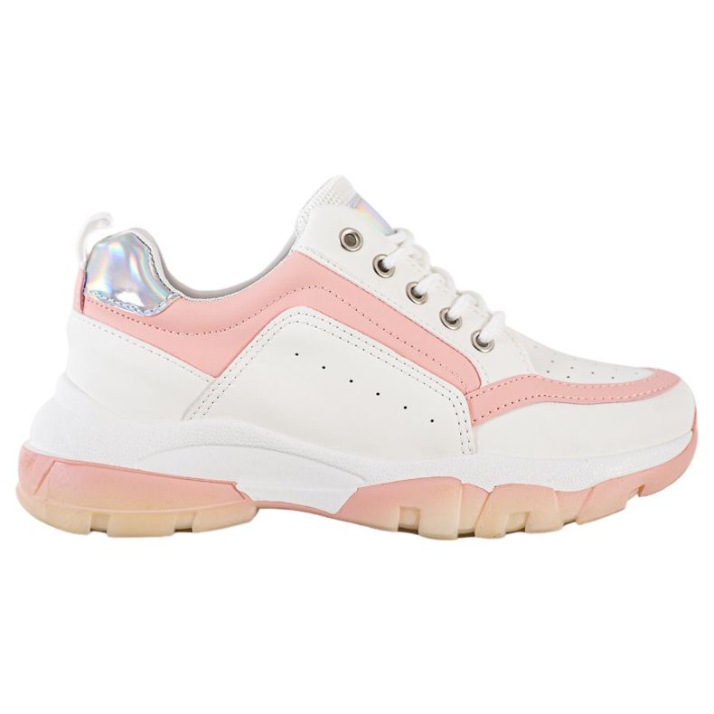 SHELOVET Sneakers in ecopelle bianca rosa