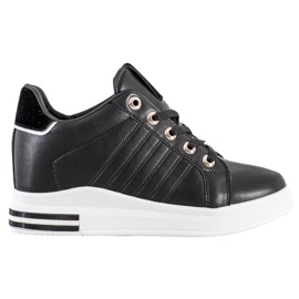 SHELOVET Sneakers nere con zeppa nero