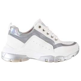 SHELOVET Sneakers in ecopelle bianco grigio