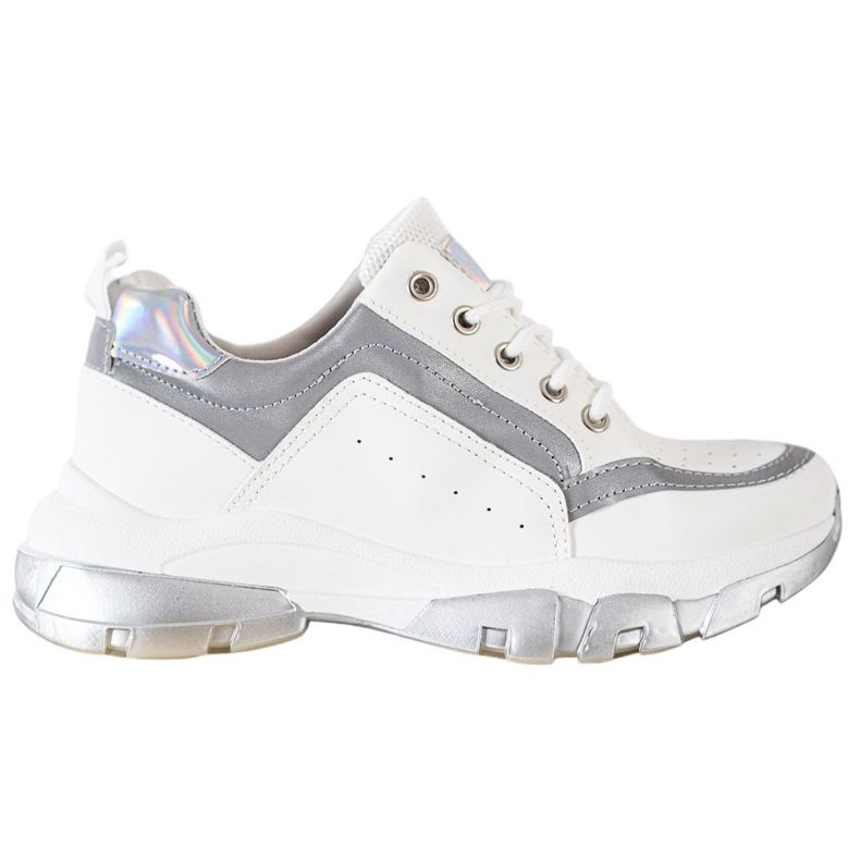 SHELOVET Sneakers in ecopelle bianca grigio