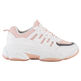 SHELOVET Comode Sneakers Con Rete bianca rosa