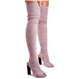 Stivali Donna Con Tacco Scamosciato Lu Boo Grigio Aramis
