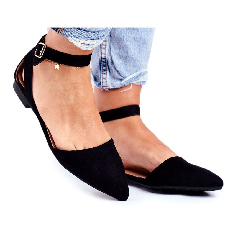 SEA Ballerine nere piatte da donna con cintura con Allison Spitz nero