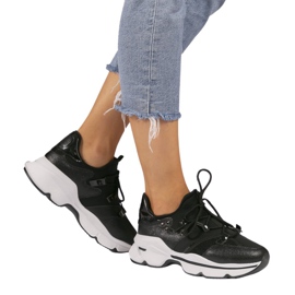 Sneakers nere in lycra C947 nero