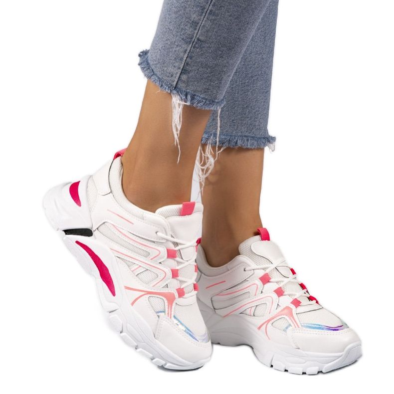 Sneakers sportive 1070 bianche con inserti rosa bianca