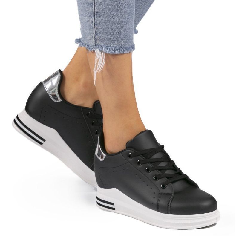 Sneakers nere con zeppa MY-0366 nero