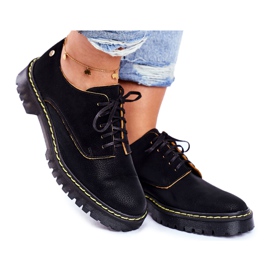 Scarpe brogue da donna Oxford in pelle nere Maciejka 04087-01 nero
