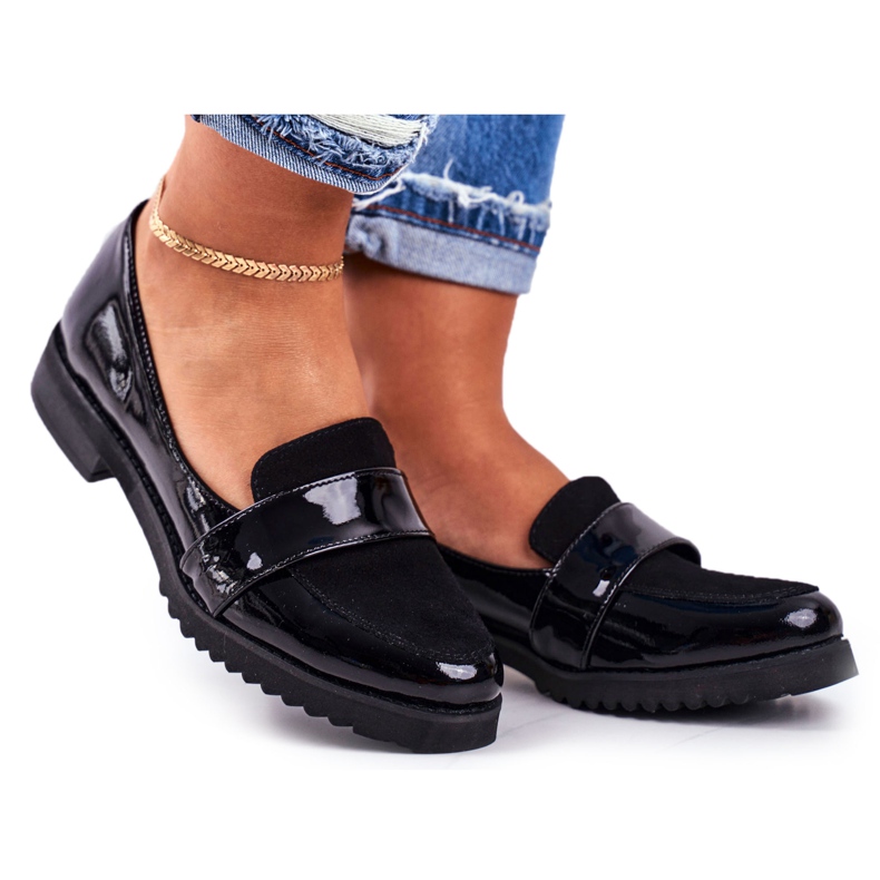 Mocassini da donna Lordsy in vernice nera Nicole 2589 nero