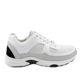 Sneakers sportive bianche alla moda realizzate in ecopelle CH005 bianco grigio