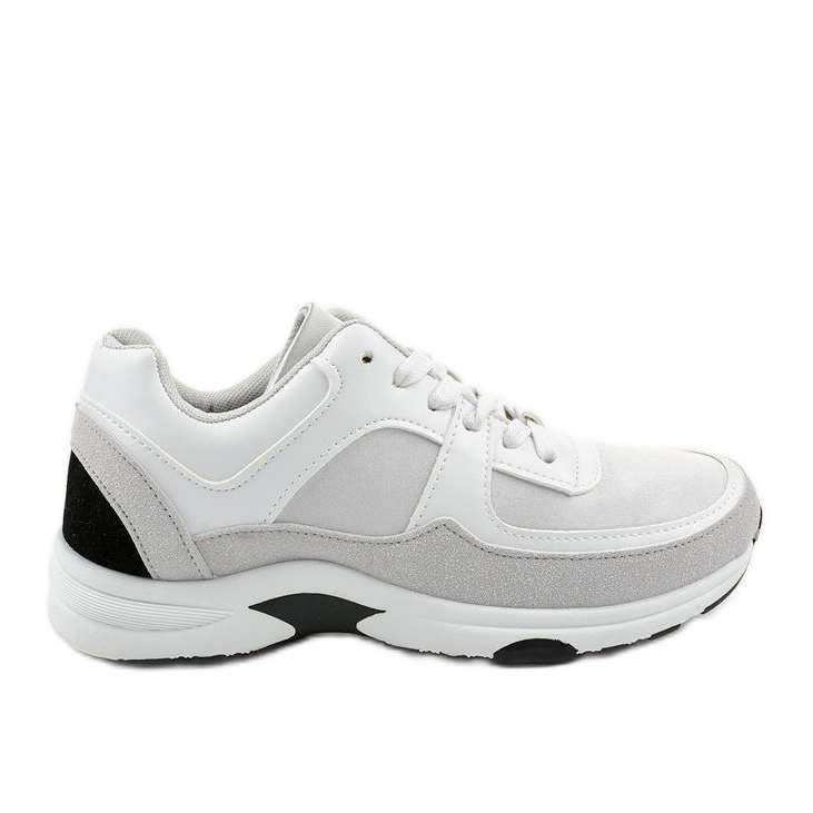 Sneakers sportive bianche alla moda realizzate in ecopelle CH005 bianca grigio