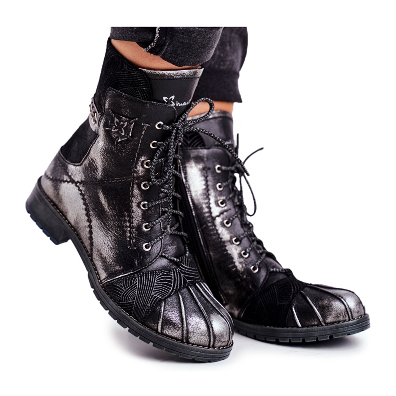 Stivali in pelle caldi da donna Maciejka Nero 03961-01