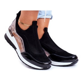 Vinceza Scarpe sportive da donna Sneakers in pelle nera 21-7780 nero