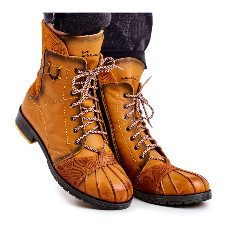 Stivali in pelle caldi da donna Maciejka Giallo 03961-07