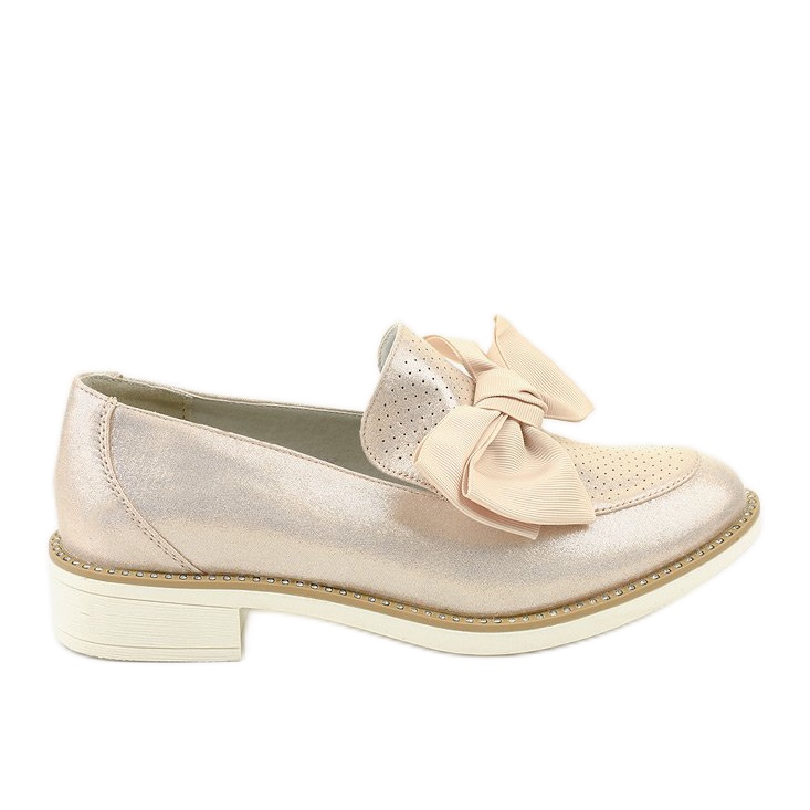 Scarpe slip-on nere con fiocco RS-WED2 d'oro