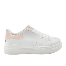 Sneakers bianche con ecopelle LLQ204-11 bianca rosa