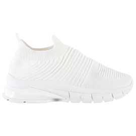SHELOVET Sneakers slip-on in tessuto bianco
