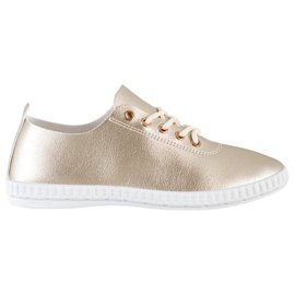 SHELOVET Sneakers Dorate Con Ecopelle d'oro